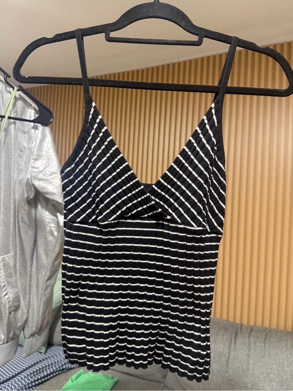 Bebe Striped Black and White One-Piece Tank M #205